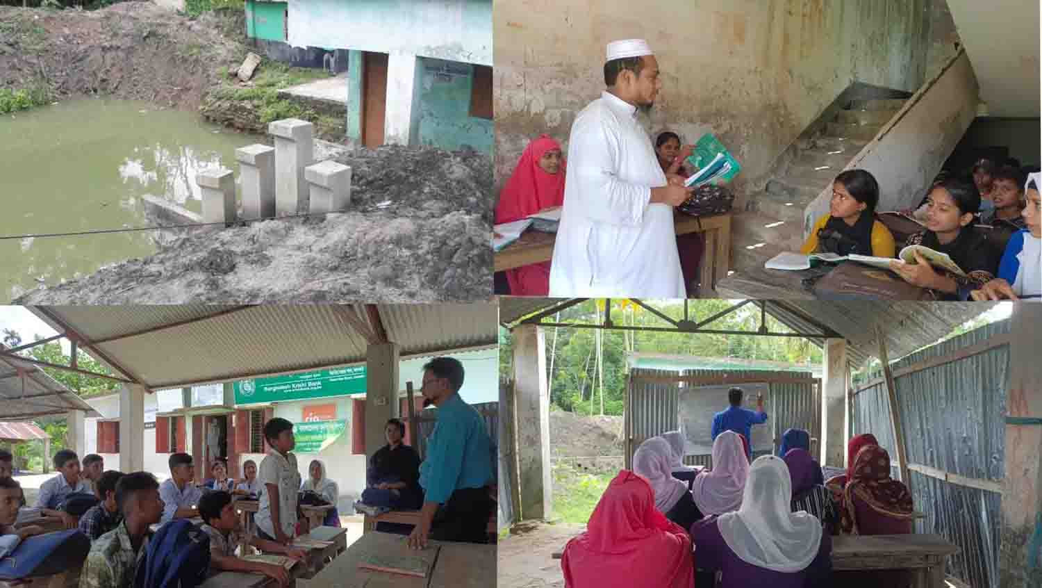 ঝালকাঠিতে সভাপতি-ঠিকাদারের দ্বন্দ্বে স্কুল ভবনের নির্মাণ কাজ বন্ধ, সিঁড়ির নিচে এবং বাজারের টলঘরে চলছে ক্লাস