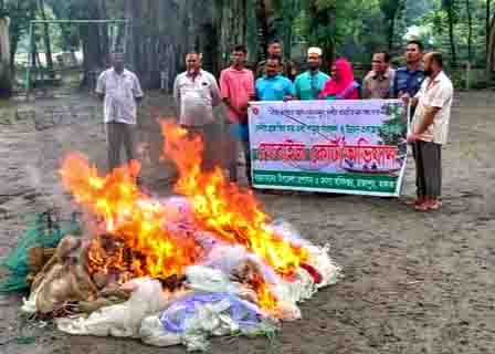 রাজাপুরে দেড় লাখ টাকার অবৈধজাল জব্দ ১০ হাজার টাকা জরিমানা
