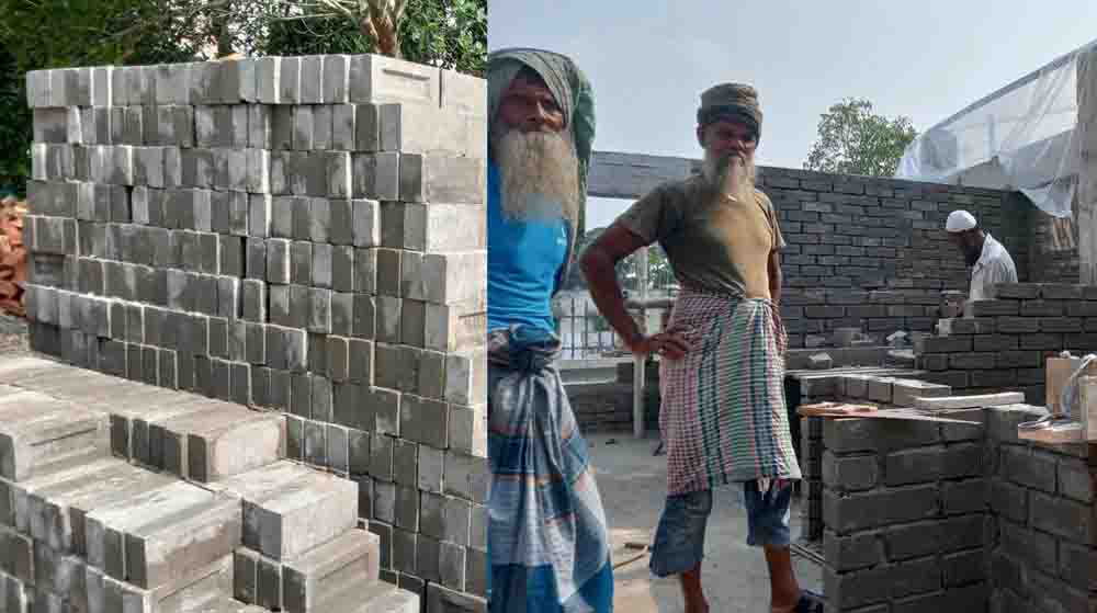 ঝালকাঠিতে শুরু হয়েছে পরিবেশ বান্ধব বালি সিমেন্টের তৈরি ইটের ব্যবহার