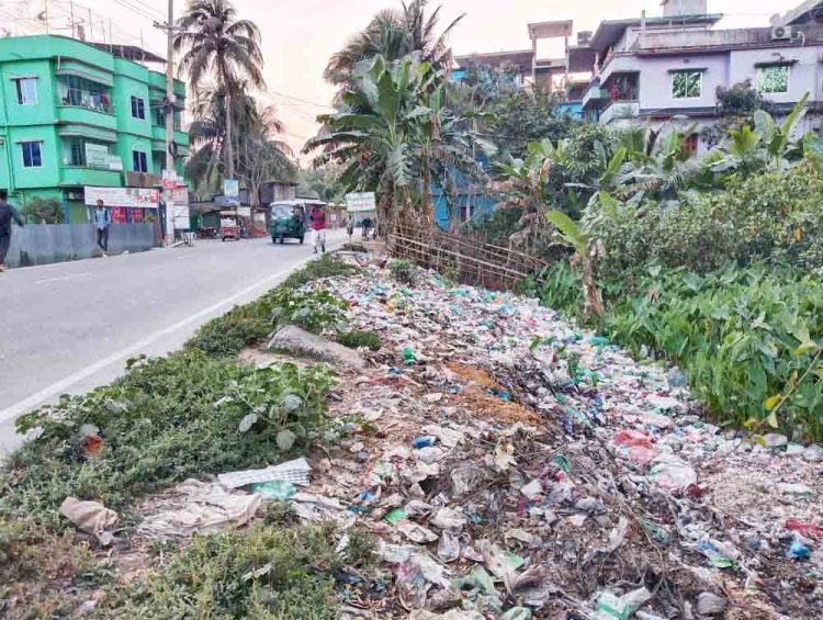 ঝালকাঠিতে ময়লা আবর্জনার দুর্গন্ধে অতিষ্ঠ এলাকাবাসী, সৃষ্টি হচ্ছে ডেঙ্গু মশার আবাসস্থল!