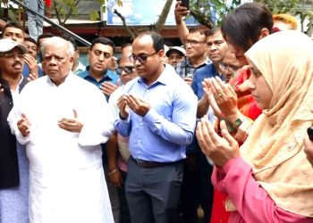 ঝালকাঠির নলছিটি বন্দর স্কুলের নতুন ভবন নির্মাণ কাজের ভিত্তিপ্রস্তর স্থাপন করেন আমির হোসেন আমু, মুক্তিযোদ্ধাদের সংবর্ধনা