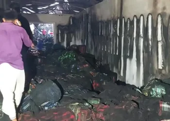 শেখেরচর বাবুরহাটে আগুন; ৩২টি কাপড়ের দোকান পুড়ে হয়েছে ছাই