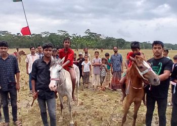 কাঠালিয়ার আমরিবুনিয়ায় ঘোড় দৌড় প্রতিযোগিতা