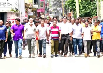 ঝালকাঠিতে শেখ হাসিনার বিচারের দাবিতে যুবদলের মিছিল ও সমাবেশ