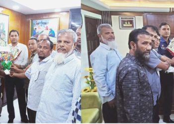 ঝালকাঠিতে বেসরকারি স্তরের শিক্ষা প্রতিষ্ঠানকে জাতীয়করণসহ ৩ দফা দাবীতে শিক্ষকদের মানববন্ধন
