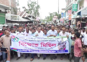 কাঠালিয়ায় শেখ হাসিনার ফাঁসি ও আওয়ামী লীগের বিচারের দাবিতে বিএনপি’র বিক্ষোভ সমাবেশ