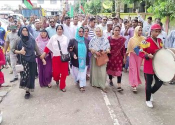 ঝালকাঠিতে জুলাই গণঅভুত্থান দিবসে বিএনপির বিয়জ র‌্যালী