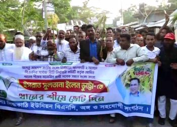 ঝালকাঠিতে বিএনপির প্রার্থী ইলেন ভূট্টোর সমর্থনে ২০ ইউনিয়নে একযোগে ধানের শীষের গণমিছিল