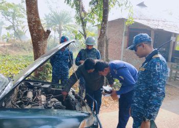 বামনায় যৌথবাহিনীর চেকপোস্ট অভিযান,৬৩ যানবাহনে তল্লাশি