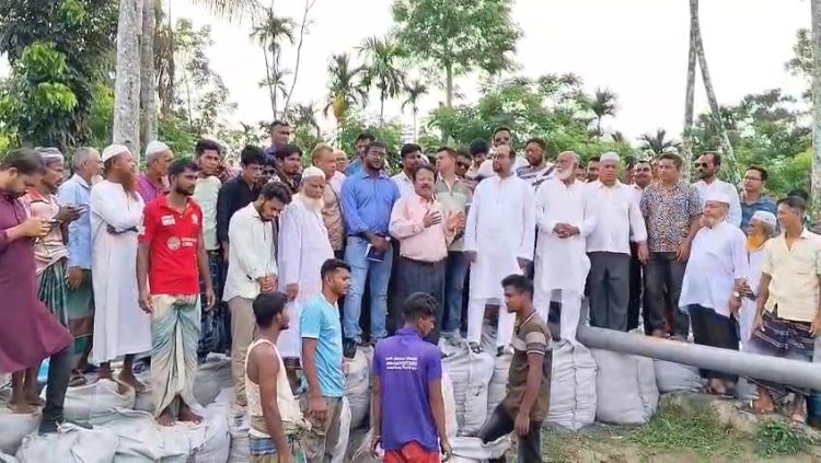 বিষখালী নদীর ভাঙন রোধে জিও ব্যাগ ফেলার উদ্বোধন করলেন এমপি রফিকুল ইসলাম জামাল